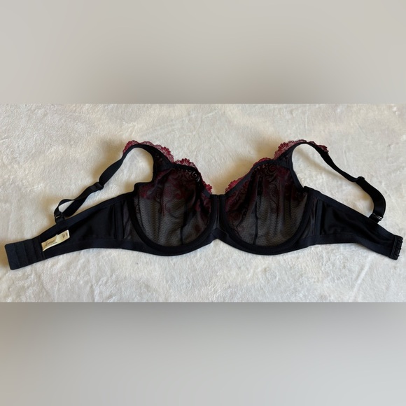 Soma Lace Underwire Bra Size 34 DD- Black and Burgundy - Picture 7 of 8